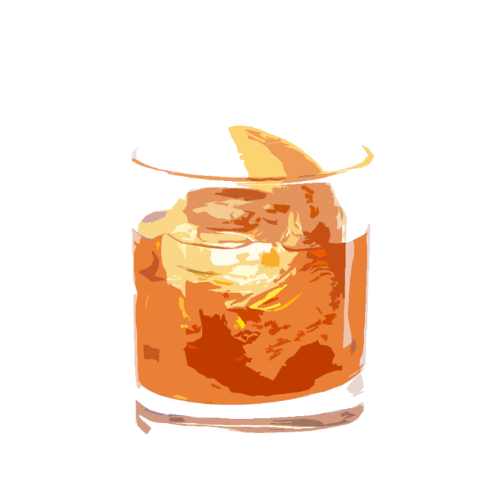 old fashioned cocktail drawing